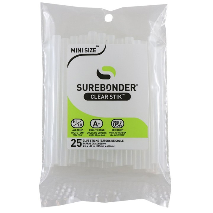 Surebonder® Mini Size 4" Clear Hot Glue Stick, Dual Temperature, 25 Pack