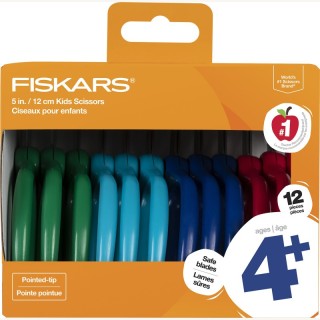 Fiskars® Kids Scissors Classpack, Pointed, 5", Pack of 12