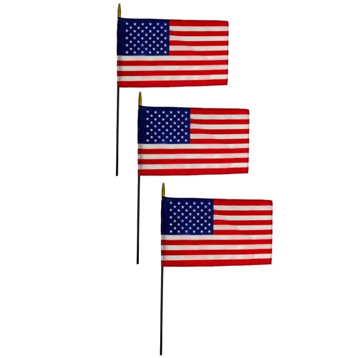 FlagZone Nylon U.S. Classroom Flag, 12" x 18", Pack of 3