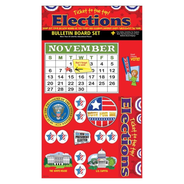 Gallopade Ticket to the Top - Presidential Elections Bulletin Board Set