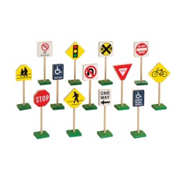 Guidecraft 7" Block Play Traffic Signs, 13 Pieces