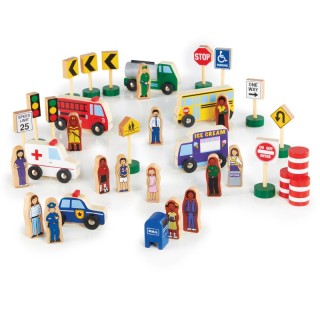 Guidecraft Community & Roadway Essentials, 36 Pieces