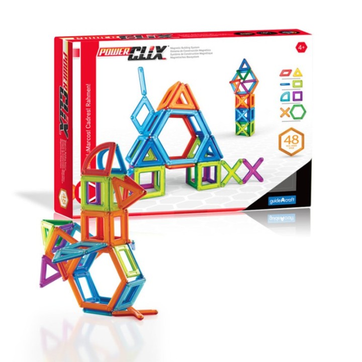 Guidecraft PowerClix® Frames, Magnetic Building Set, 48 Pieces