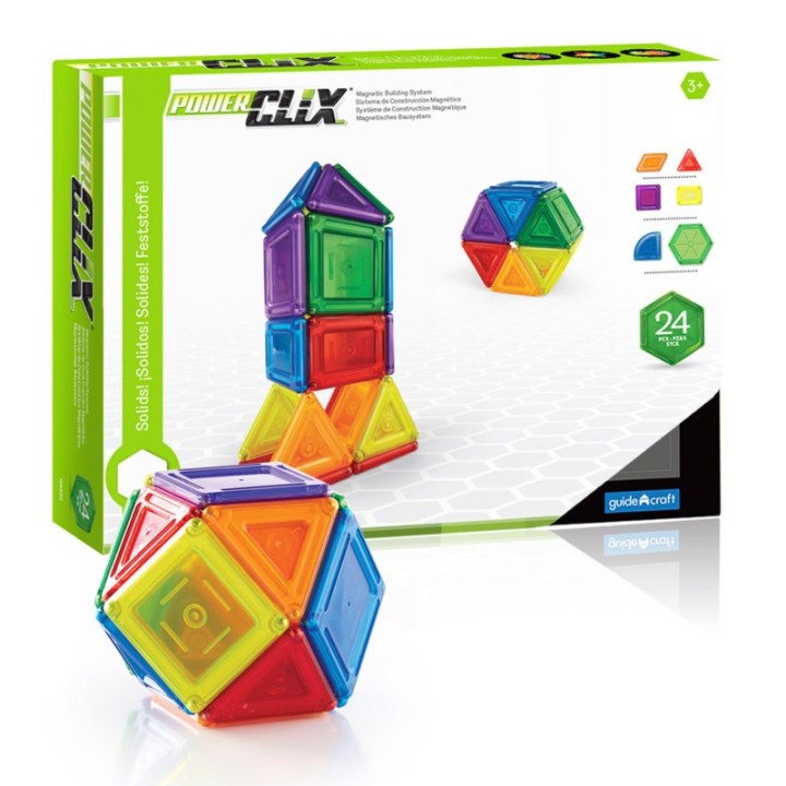 Guidecraft PowerClix® Solids, Magnetic Building Set, 24 Pieces