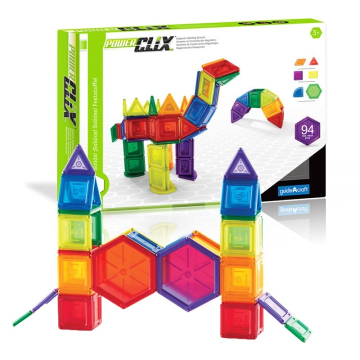 Guidecraft PowerClix® Solids, Magnetic Building Set, 94 Pieces