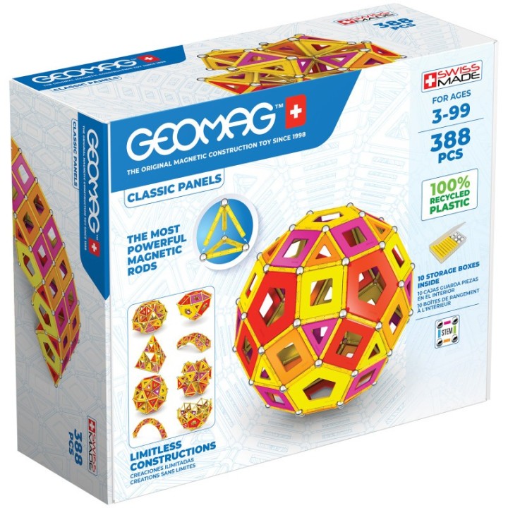 Geomag™ MASTERBOX Panels Warm Colors Recycled, 388 Pieces