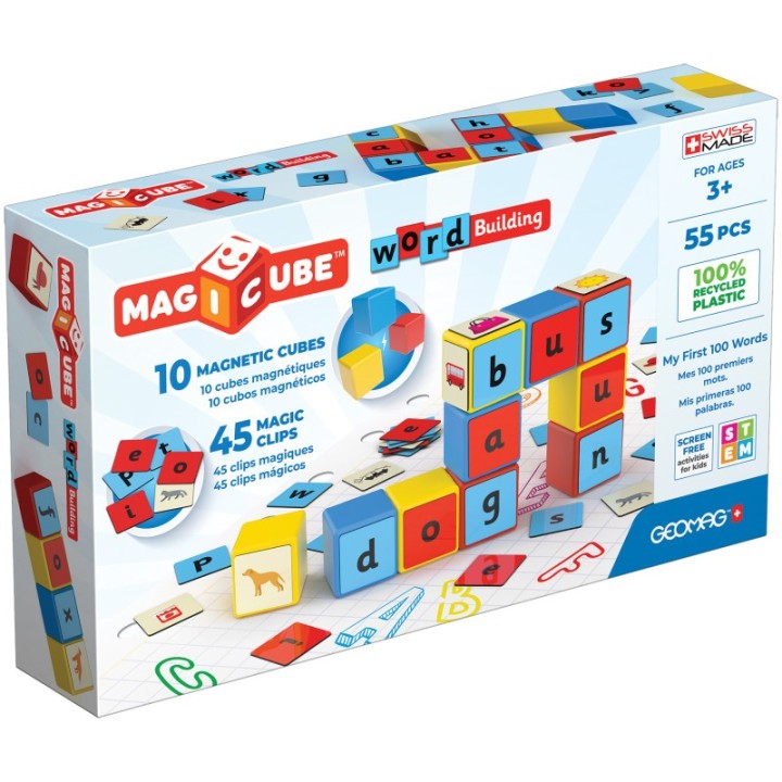Geomag™ Magicube™ Word Building Set, Recycled, 55 Pieces