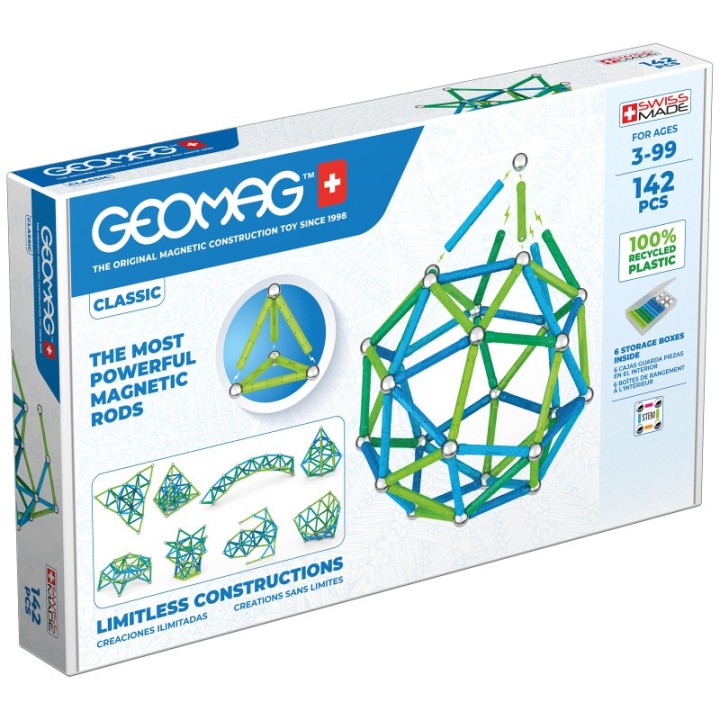 Geomag™ Classic Magnetic Building Set, Green Line Color, 142 Pieces