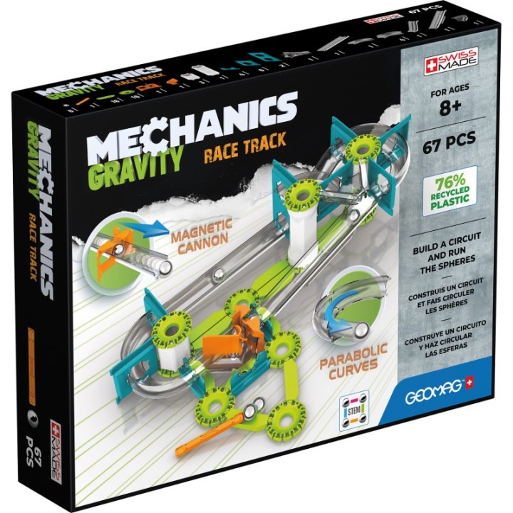 Geomag™ Mechanics Gravity Construction Set, Race Track Recycled, 67 Pieces