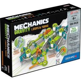 Geomag™ Mechanics Gravity Construction Set, Loops & Turns Recycled, 130 Pieces