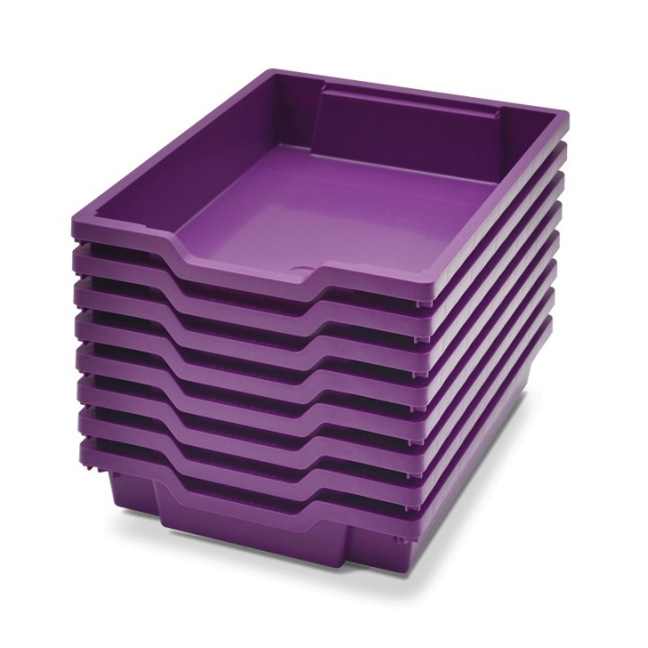 Gratnells Shallow F1 Tray, Plum Purple, 12.3" x 16.8" x 3", Heavy Duty School, Industrial & Utility Bins, Pack of 8