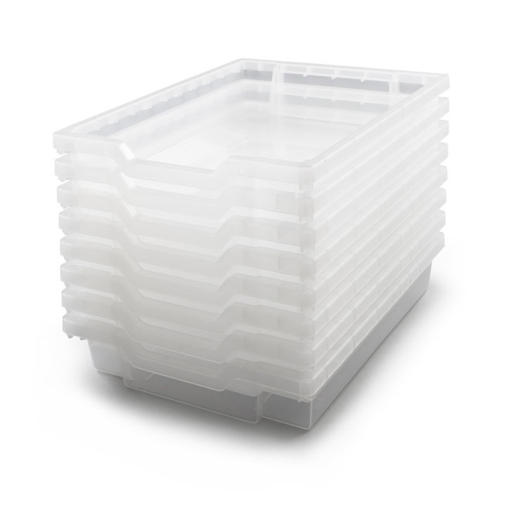 Gratnells Shallow F1 Tray, Translucent, 12.3" x 16.8" x 3", Heavy Duty School, Industrial & Utility Bins, Pack 8