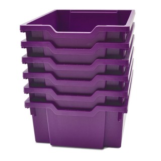 Gratnells Deep F2 Tray, Plum Purple, 12.3" x 16.8" x 5.9", Heavy Duty School, Industrial & Utility Bins, Pack of 6