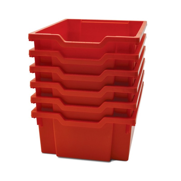Gratnells Deep F2 Tray, Flame Red, 12.3" x 16.8" x 5.9", Heavy Duty School, Industrial & Utility Bins, Pack of 6