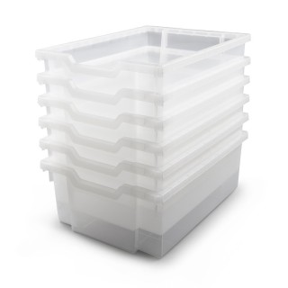 Gratnells Deep F2 Tray, Translucent, 12.3" x 16.8" x 5.9", Heavy Duty School, Industrial & Utility Bins, Pack of 6