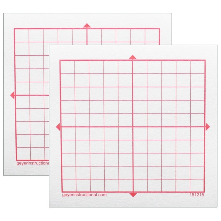Geyer Instructional Products Graphing 3M Post-it® Notes, XY Axis, 10 x 10 Square Grid, 4 Pads Per Pack, 2 Packs
