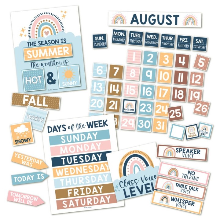Hadley Designs Boho Circle Time Bulletin Board Calendar for Classroom