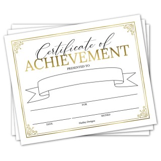 Hadley Designs Elegant Gold Award Certificates of Achievement for Students, Set of 25