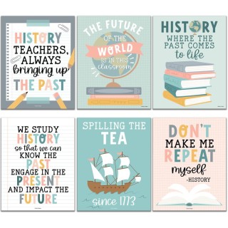 Hadley Designs Boho History Bulletin Board Classroom Decor Posters, Set of 6