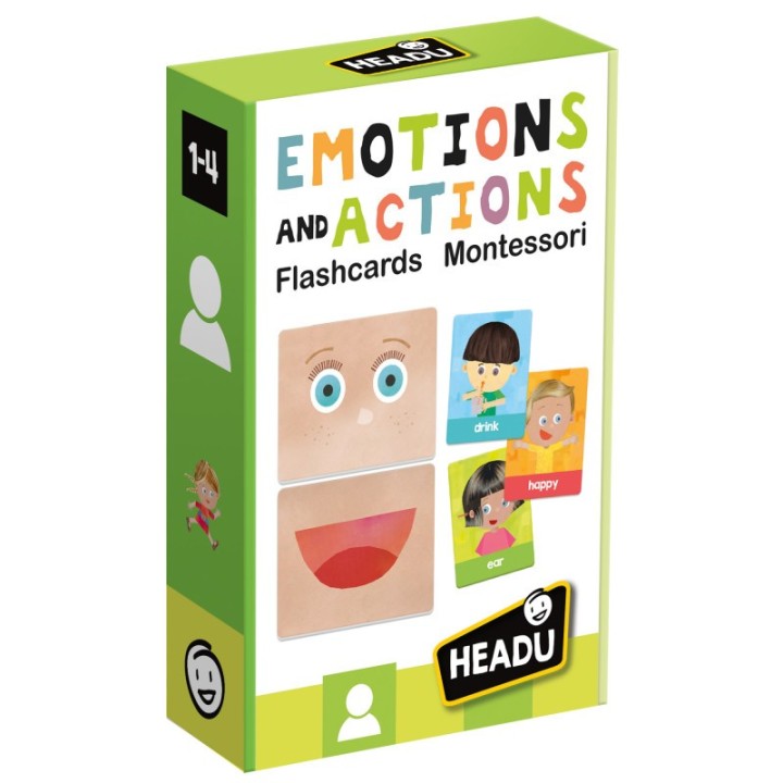 Headu Emotions and Actions Montessori Flashcards, Set of 36