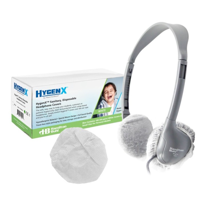 HamiltonBuhl® Hygenx Sanitary Ear Cushion Covers (2.5" White, 50 Pairs) - For On-Ear Headphones & Headsets