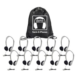 HamiltonBuhl® Sack-O-Phones, 10 HA2 Personal Headphones, Foam Ear Cushions in a Carry Bag
