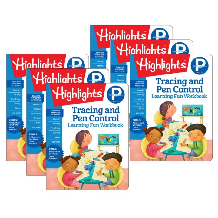 Highlights™ Learning Fun Workbooks, Preschool Tracing and Pen Control, Pack of 6