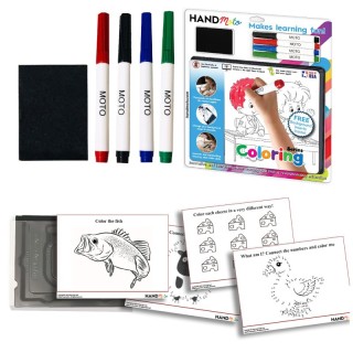 HandMoto® Dry-Erase Learning Board, 4 Markers, 10 Activity Sheets - Coloring Series