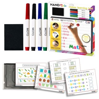 HandMoto® Dry-Erase Learning Board, 4 Markers, 10 Activity Sheets - Math Series