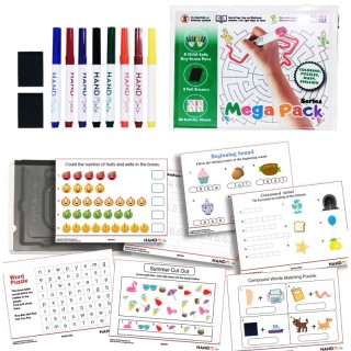 HandMoto® Dry-Erase Learning Board, 8 Markers, 30 Activity Sheets - MegaPack Series
