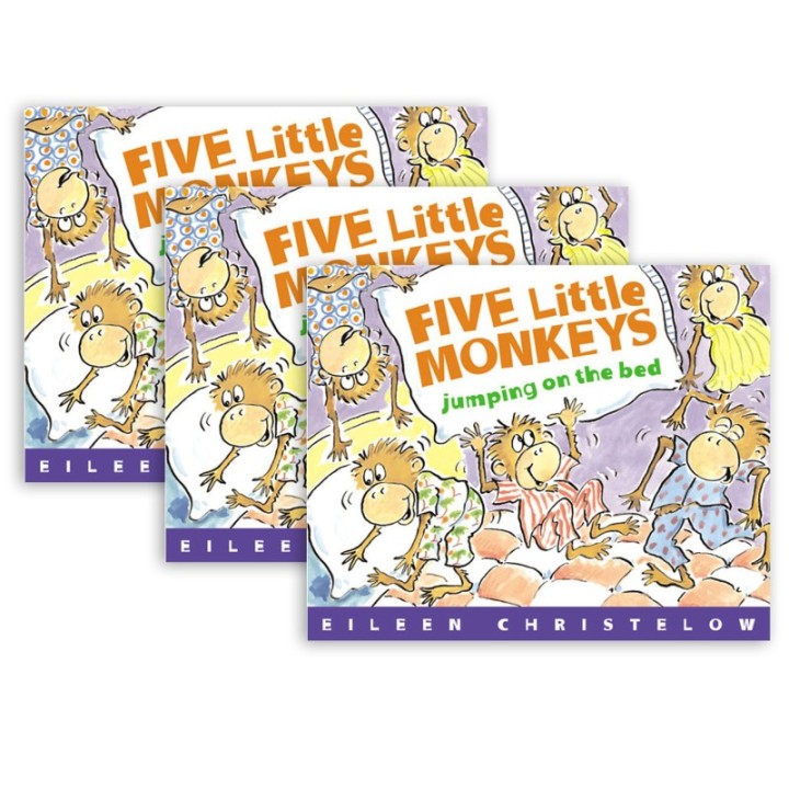 Houghton Mifflin Harcourt Five Little Monkeys Jumping on the Bed Book, Pack of 3