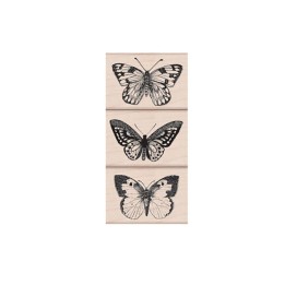 Hero Arts® Three Artistic Butterflies Wood Stamp Set, 3 Stamps