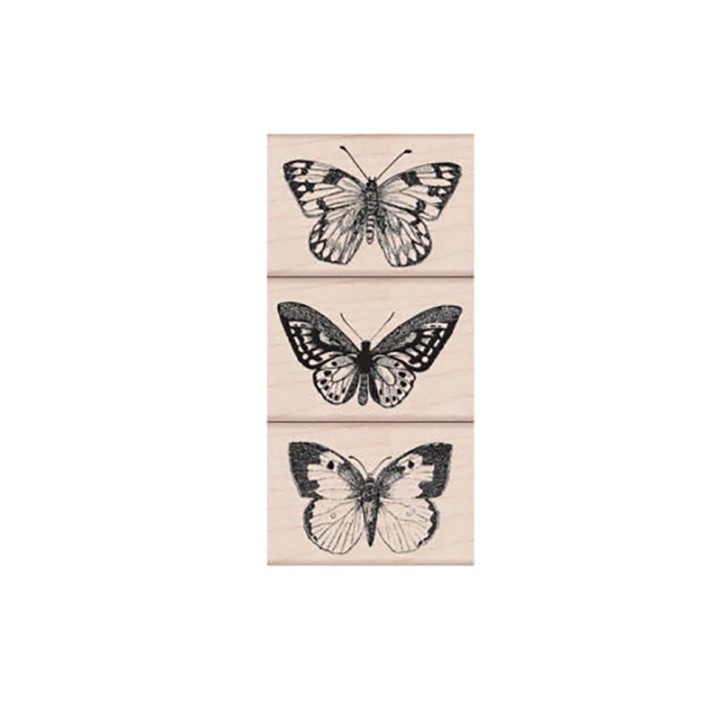 Hero Arts® Three Artistic Butterflies Wood Stamp Set, 3 Stamps
