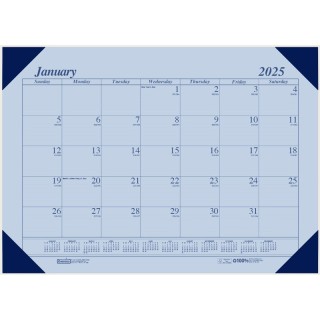 House of Doolittle® Academic Ecotones Calendar Desk Pad, Orchid Paper/Cordovan Holder