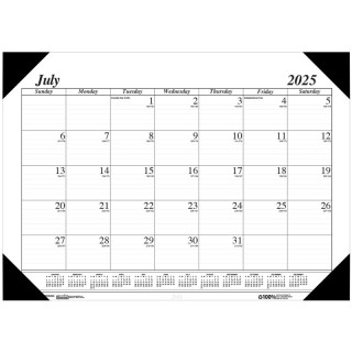 House of Doolittle® Monthly Academic Calendar Economy Desk Pad, 14 Months (Jul-Aug), 22" x 17", Black
