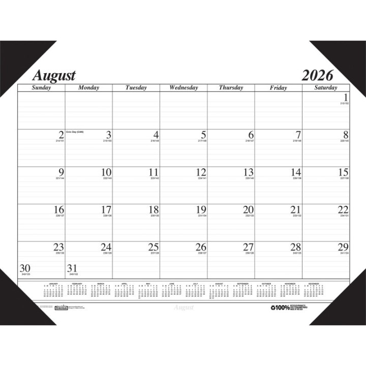 House of Doolittle® Monthly Academic Calendar Economy Desk Pad, 17 Months (Aug-Dec), 22" x 17"