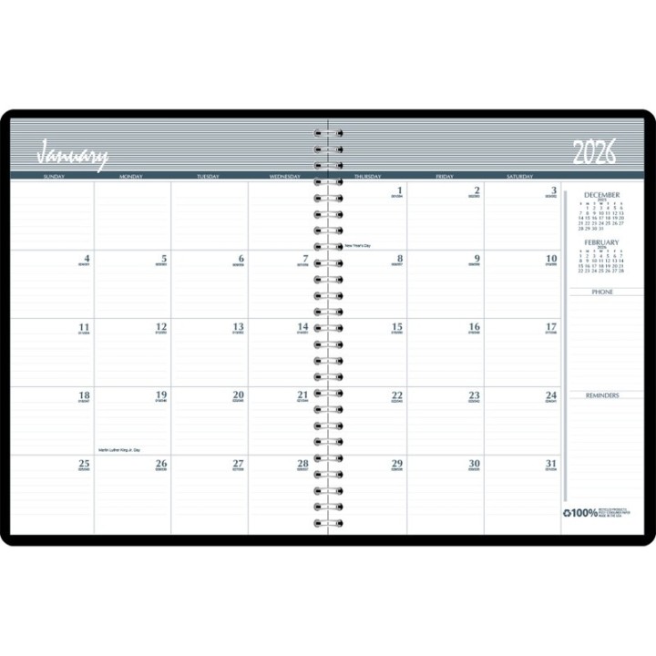 House of Doolittle® Monthly Calendar Planner, 2 Year, Black, 8-1/2" x 11"