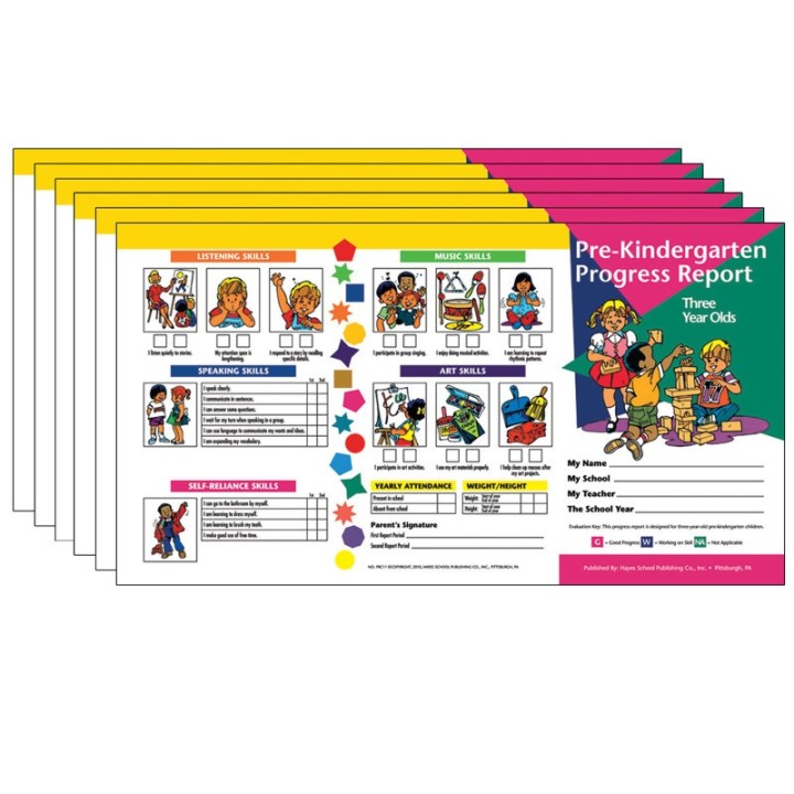 Hayes Publishing Pre-Kindergarten Progress Report (3 year olds), 10 Per Pack, 6 Packs