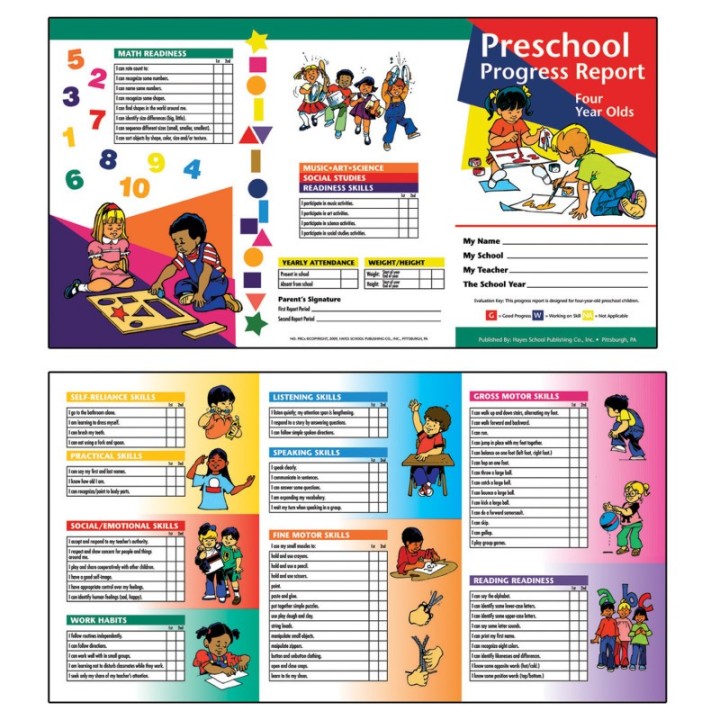Hayes Publishing Preschool Progress Report Cards, 10 Per Pack (Ages 4)