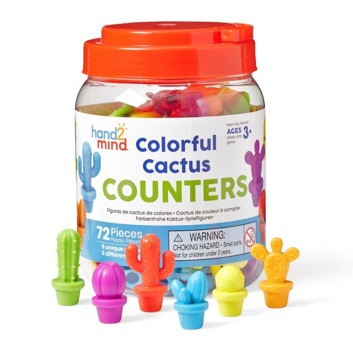 Hand2Mind Colorful Cactus Counters, Set of 72