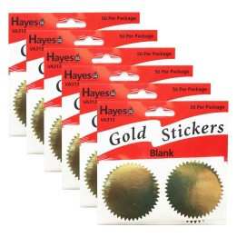 Hayes Publishing Blank 2" Gold Certificate Seals, 50 Per Pack, 6 Packs