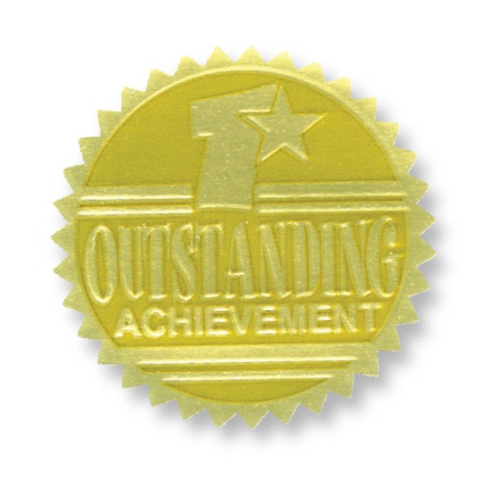 Hayes Publishing Gold Foil Embossed Seals, Outstanding Achievement