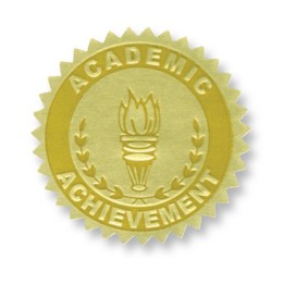 Hayes Publishing Gold Foil Embossed Seals, Academic Achievement, 54 Per Pack