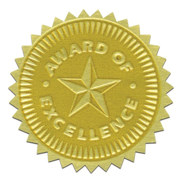 Hayes Publishing Gold Foil Embossed Seals, Award of Excellence