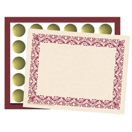 Hayes Publishing Art Deco Set - Maroon Border Paper, Plain Folders, Gold Seals