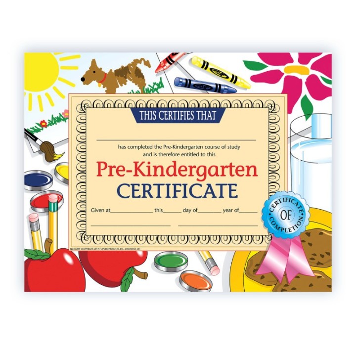 Hayes Publishing Pre-Kindergarten Certificate, 8.5" x 11", Pack of 30