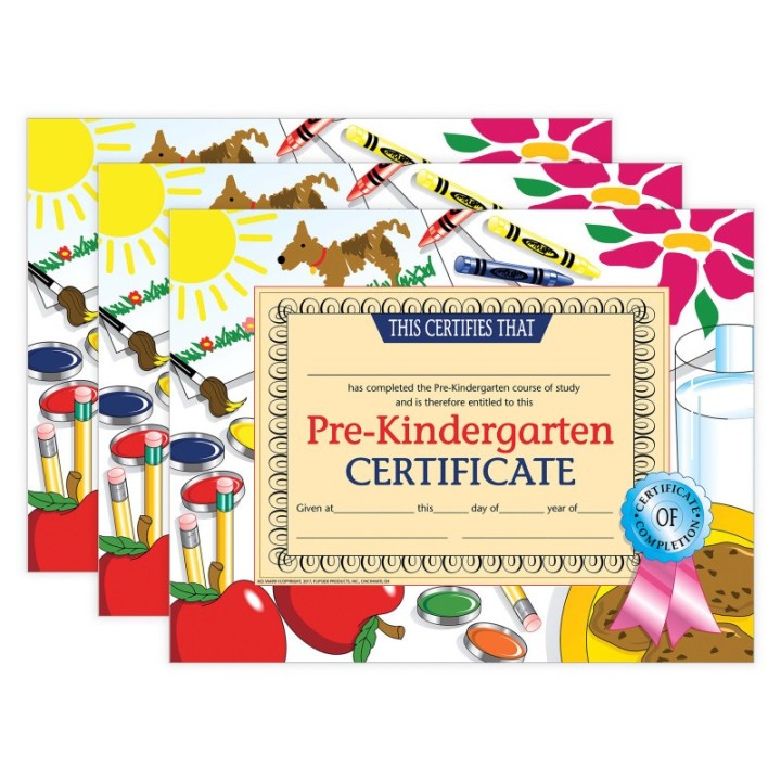 Hayes Publishing Pre-Kindergarten Certificate, 8.5" x 11", 30 Per Pack, 3 Packs