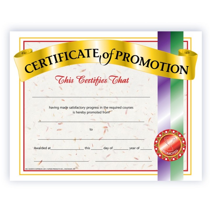 Hayes Publishing Certificate of Promotion, Pack of 30, 8.5" x 11"