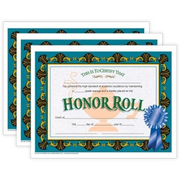 Hayes Publishing Honor Roll Certificate, 30 Per Pack, 3 Packs