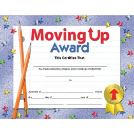 Hayes Publishing Moving Up Award Certificate, 8.5" x 11", Pack of 30